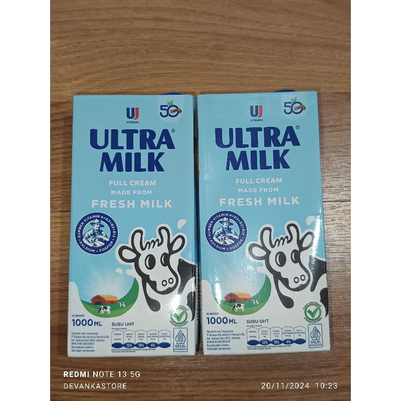 

Ultra Milk Full Cream Made From Fresh 1000ML SUSU UHT