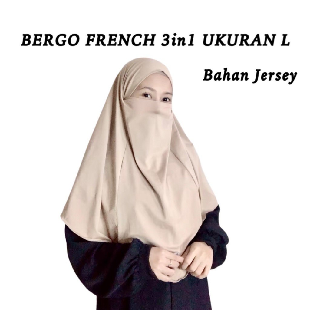 BERGO FRENCH 3IN1 MALAY TALI UKURAN L CADAR JERSEY PREMIUM / HIJAB INSTAN DAILY MALAYSIA LESTI JILBA