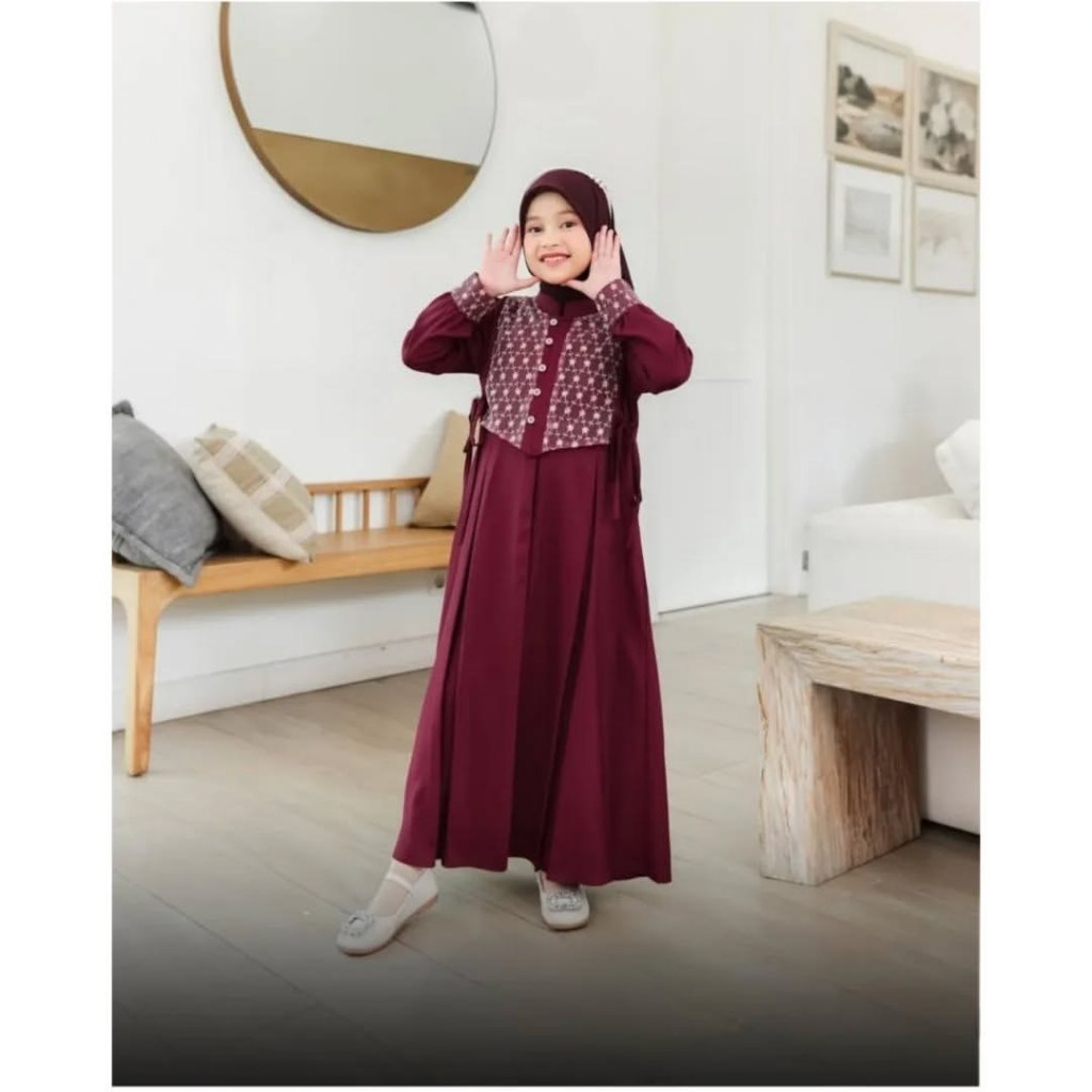 Hot Baju Gamis Brokat Anak Perempuan 8 9 10 11 12 13 Tahun Ceruty Babydoll Mix Brukat Baju Pesta