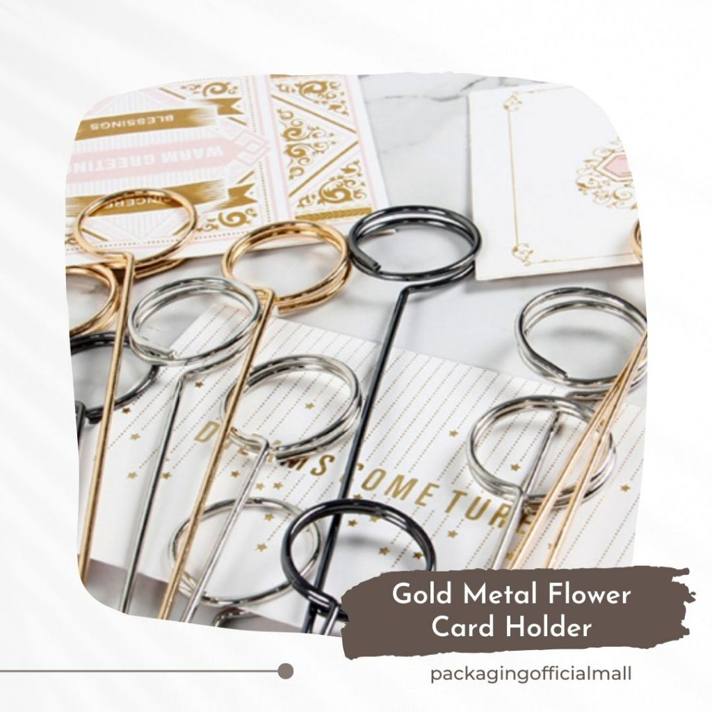 

GOLD METAL FLOWER CARD HOLDER / Buket Bunga