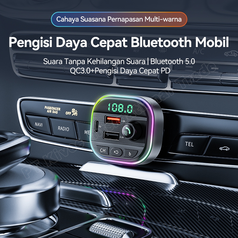 BASIKE Car Charger Mobil Fast Charging USB Type C Bluetooth Transmitter MP3 Player Aksesoris Mobil