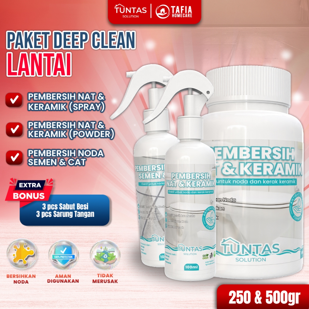 TUNTAS Deep Clean Lantai Pembersih Kerak Nat Keramik Kamar Mandi Penghilang Noda Cat & Semen