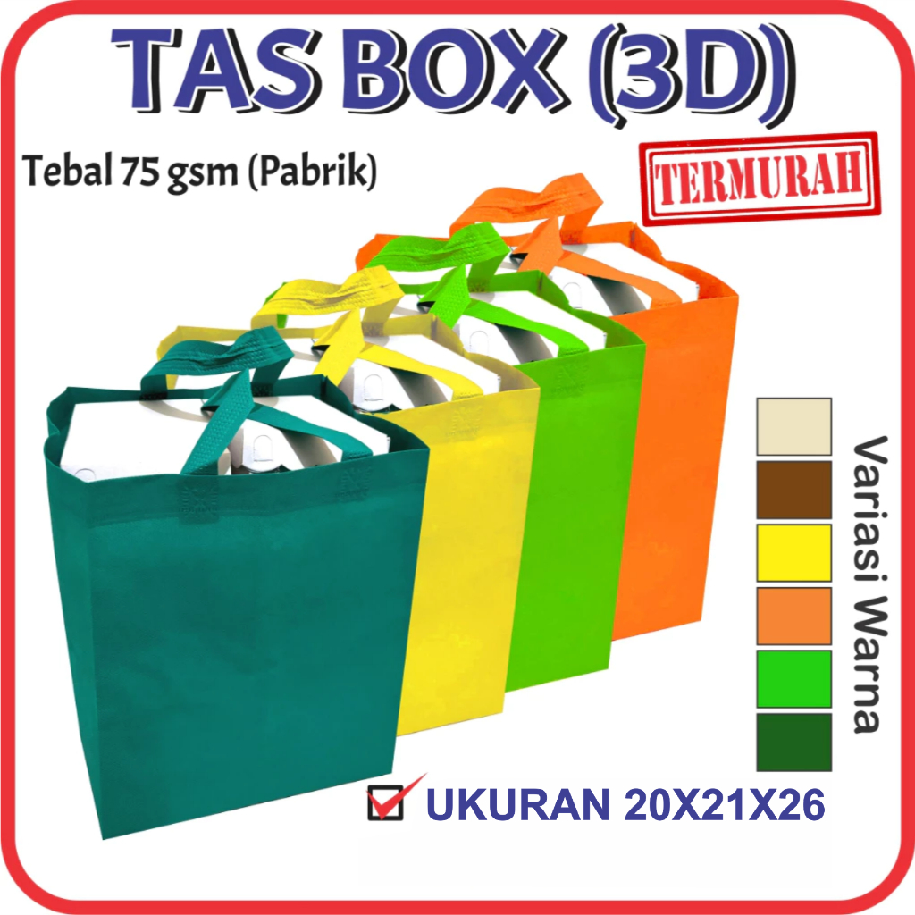 

TAS BOX 20 (3D)/TAS NASI KOTAK/TAS SPUNBOND/TAS UKURAN 20X21X26/TAS HAJATAN
