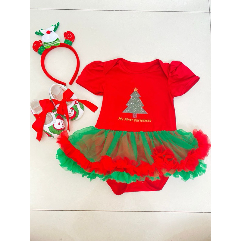 preloved dress natal anak perempuan, dress natal bayi, pakaian natal anak cewek
