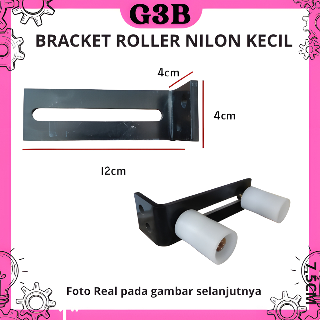 Bracket roller nilon kecil rumah roda atas penuntun pintu pagar dorong sliding besi stainless kayu