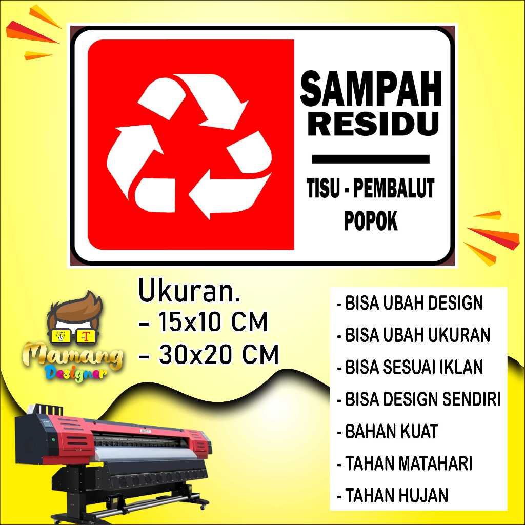 

Sticker Sampah Residu Bahan Bagus Merah