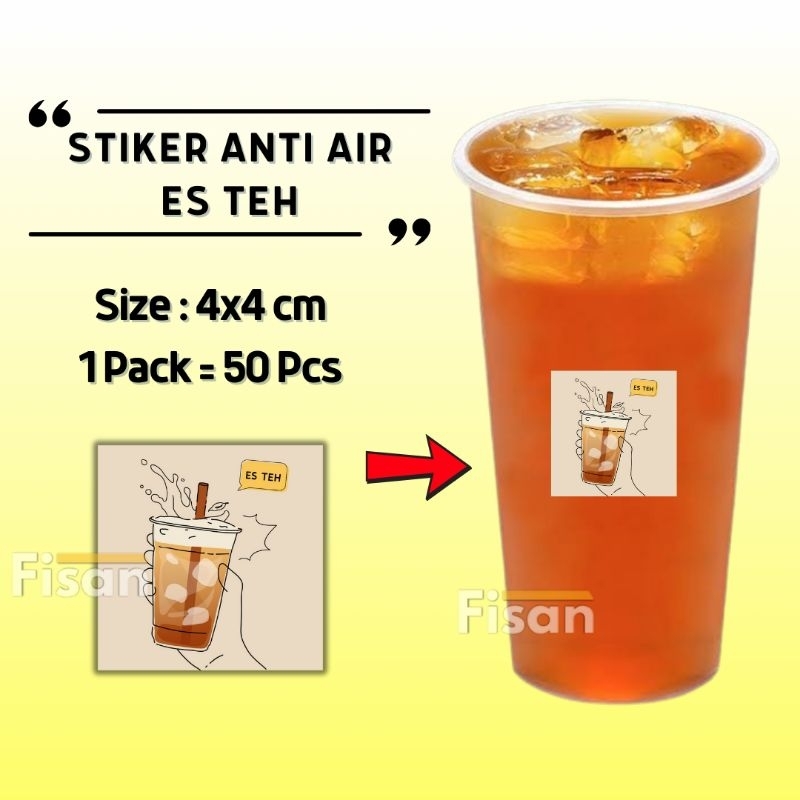 

50 Pcs Stiker Anti Air Minyak Es Teh Ice Tea