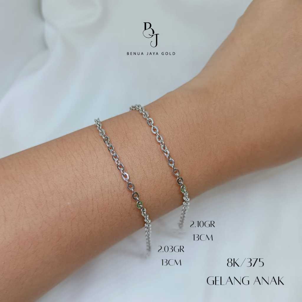 Gelang Anak Rantai Olympic Emas Putih 8K/375