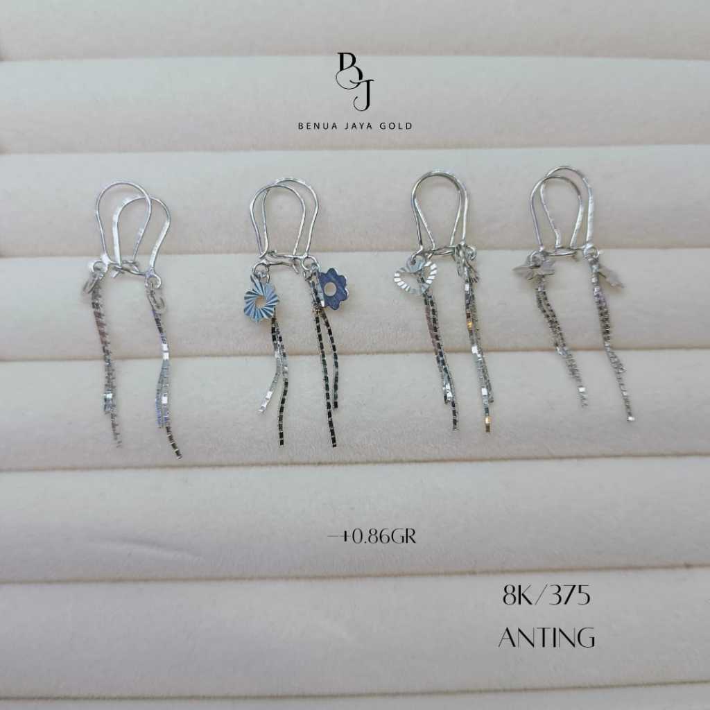 Anting Kait Gantung Rantai Italy Emas Putih 8K/375