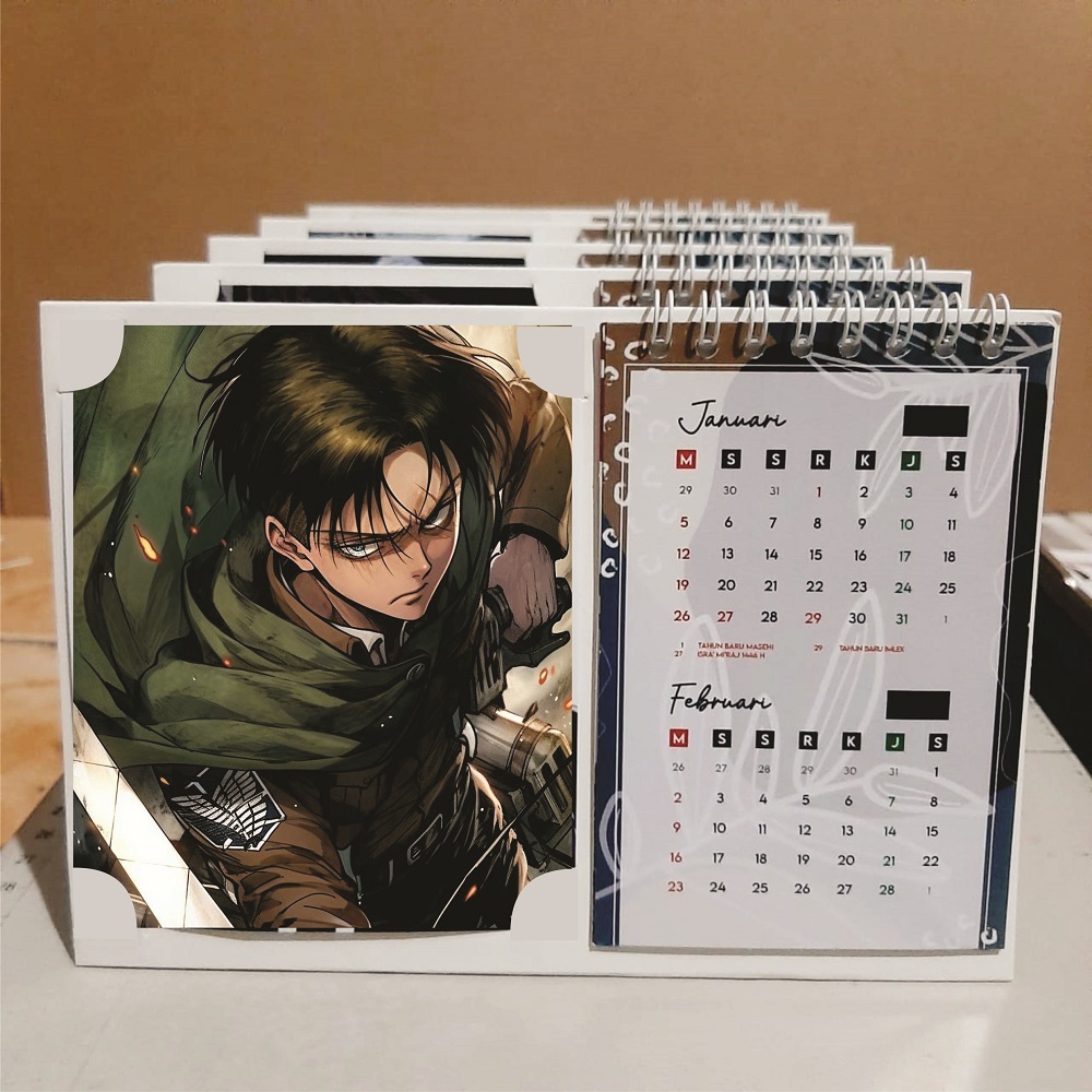 

Kalender Duduk 2025 Attack On Titan Levi Armin Eren Mikasa kalender duduk anime 2025