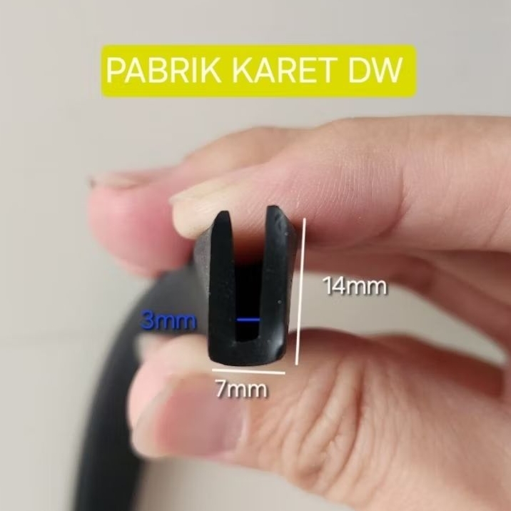 KARET LIST U JEPIT PLAT 3MM LIS U JEPIT KOTAK 3 MM U JEPIT 3MM KARET KACA 3MM KARET BINGKAI KACA 3MM
