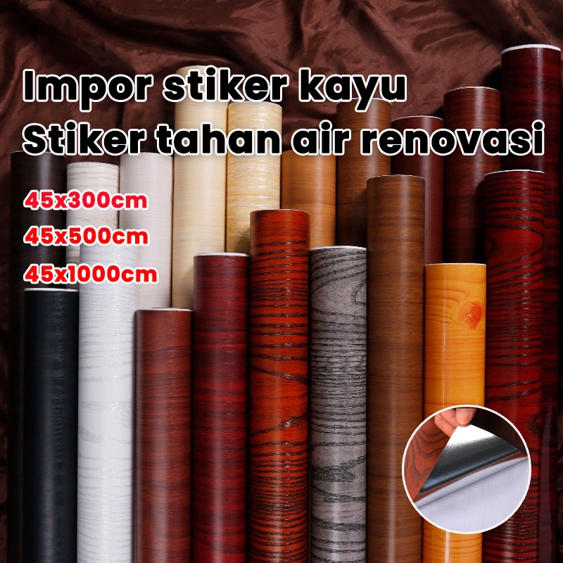 【COD】stiker pvc motif kayu wallpaper dinding kayu wallpaper lemari kayu walpaper dinding serat kayu