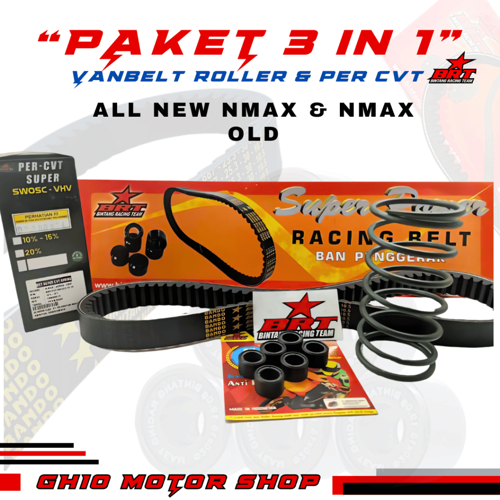 PAKET CVT 3IN1 NMAX AEROX LEXI ROLLER VANBELT PER CVT BRT PAKET AKSELERASI RINGAN ALL NEW NMAX AEROX