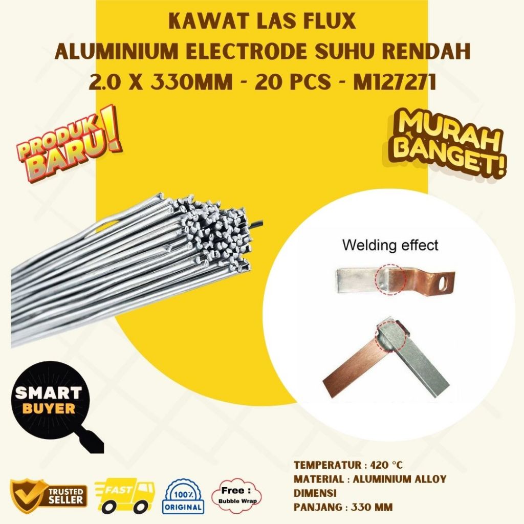 Kawat Las Solder Elektroda Aluminium Suhu Rendah 2.0mm 330mm 20pcs ORI