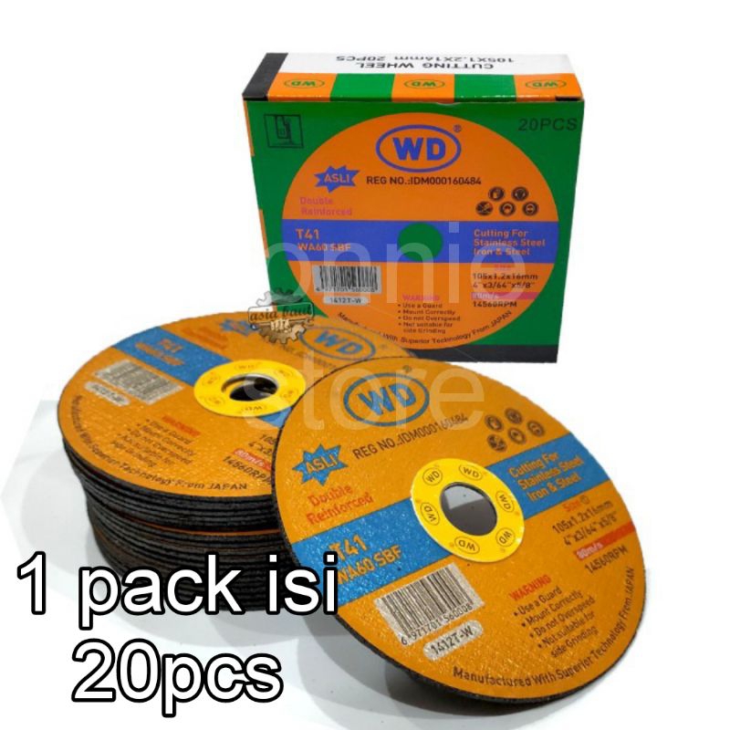 WD Gerinda Potong besi 4 inch 1 Pack isi 20pcs mata batu gerinda potong