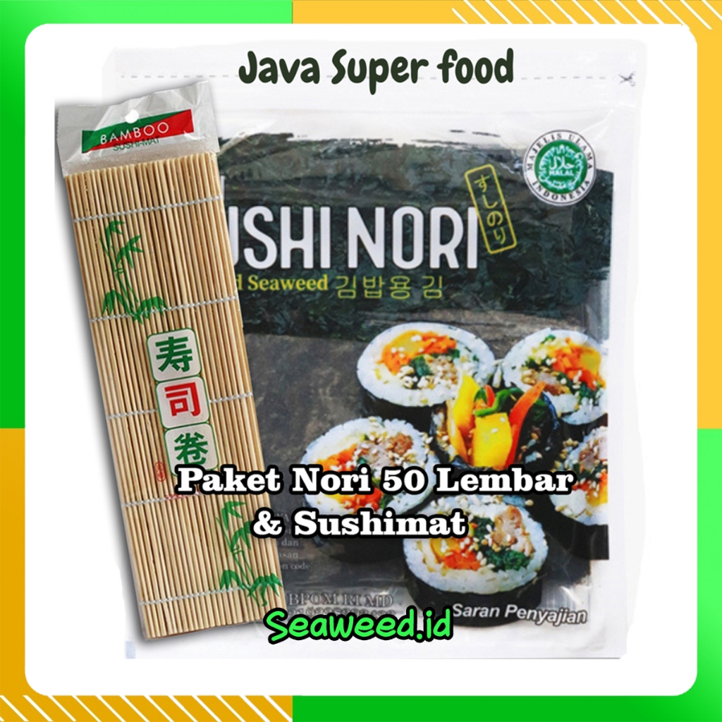 

Rumput Laut Seaweed Sushi 50 lembar Full Pack Nori Halal MUI Kimbap Sushi - JAVA SUPERFOOD