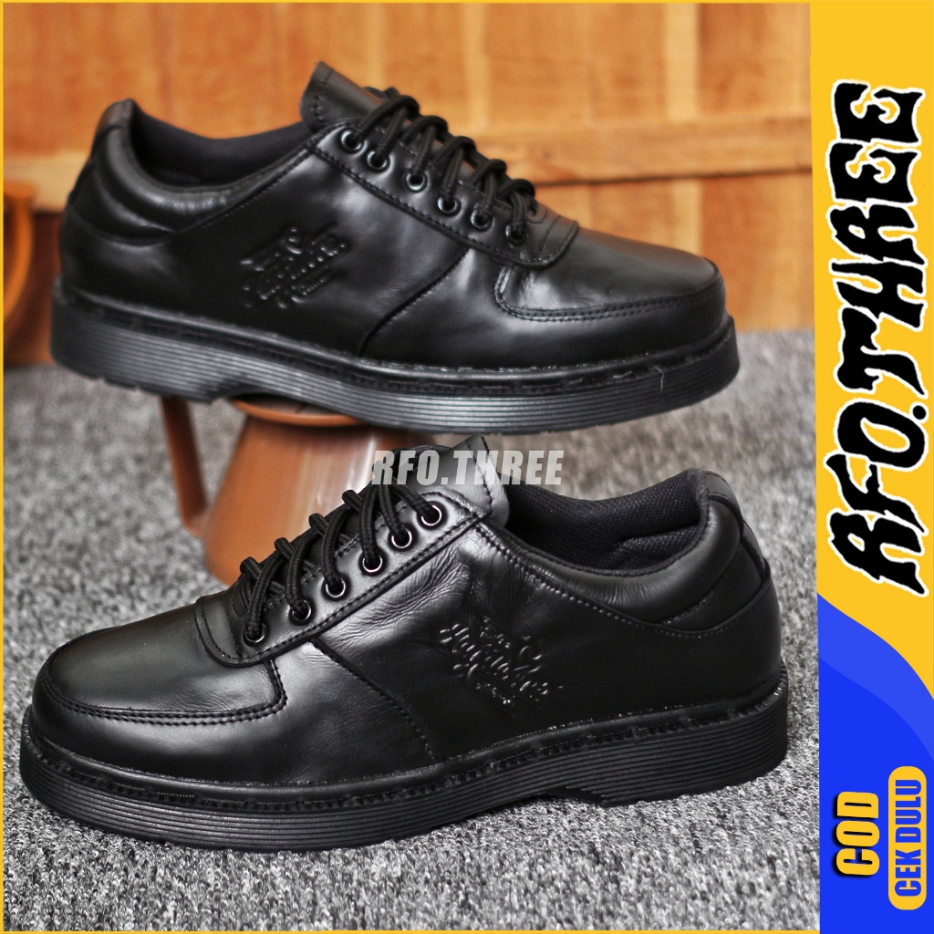 RFOTHREE Taki - Sepatu Pantofel Docmart Hitam Formal Kasual Kulit Asli