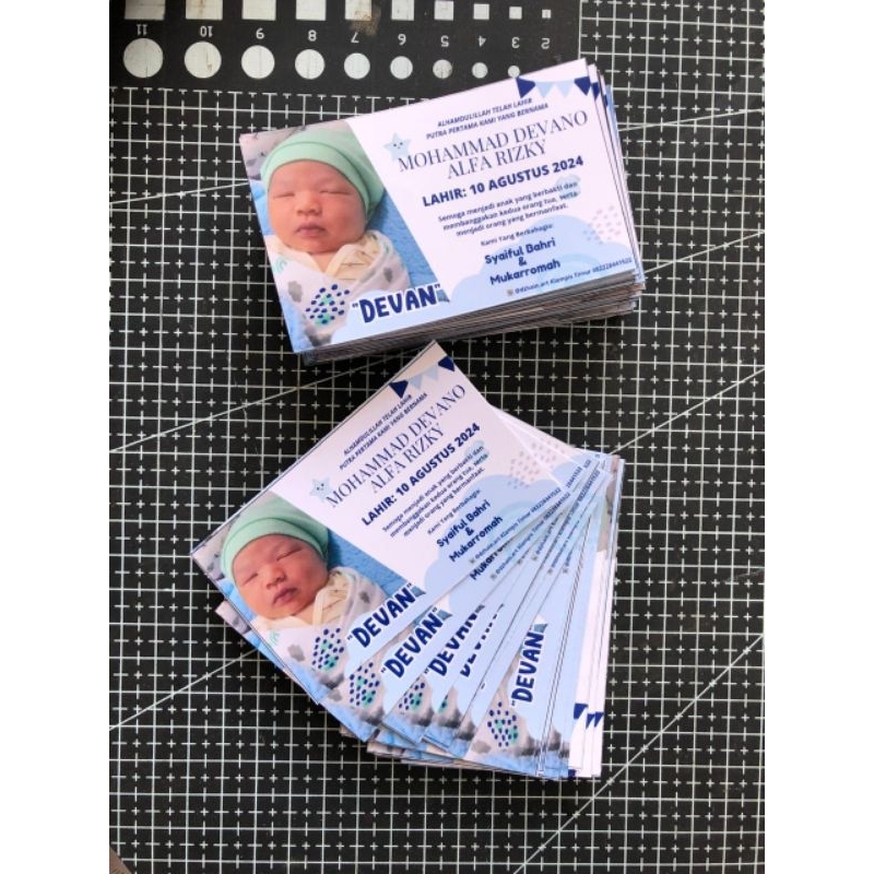 KARTU AQIQAH BAYI / STIKER AQIQAH / KARTU TASYAKURAN / KARTU TASYAKURAN SIRAMAN / KARTU 7 BULANAN BA