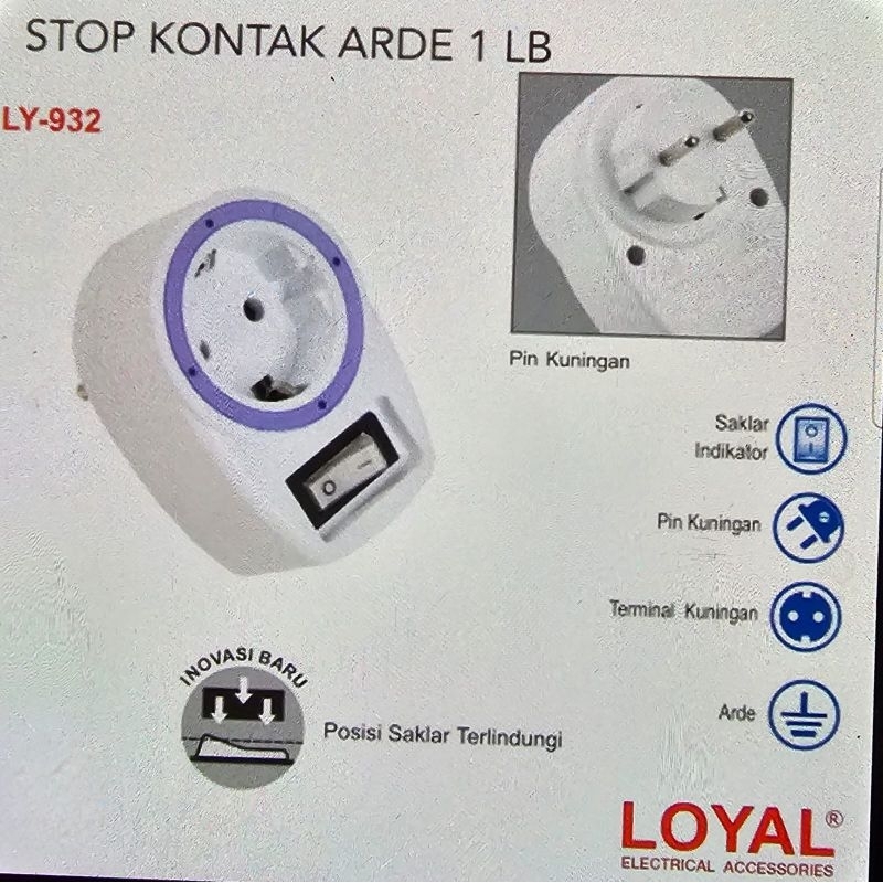 LOYAL STEKER STOP KONTAK ARDE + SAKLAR LAMPU ON OFF
