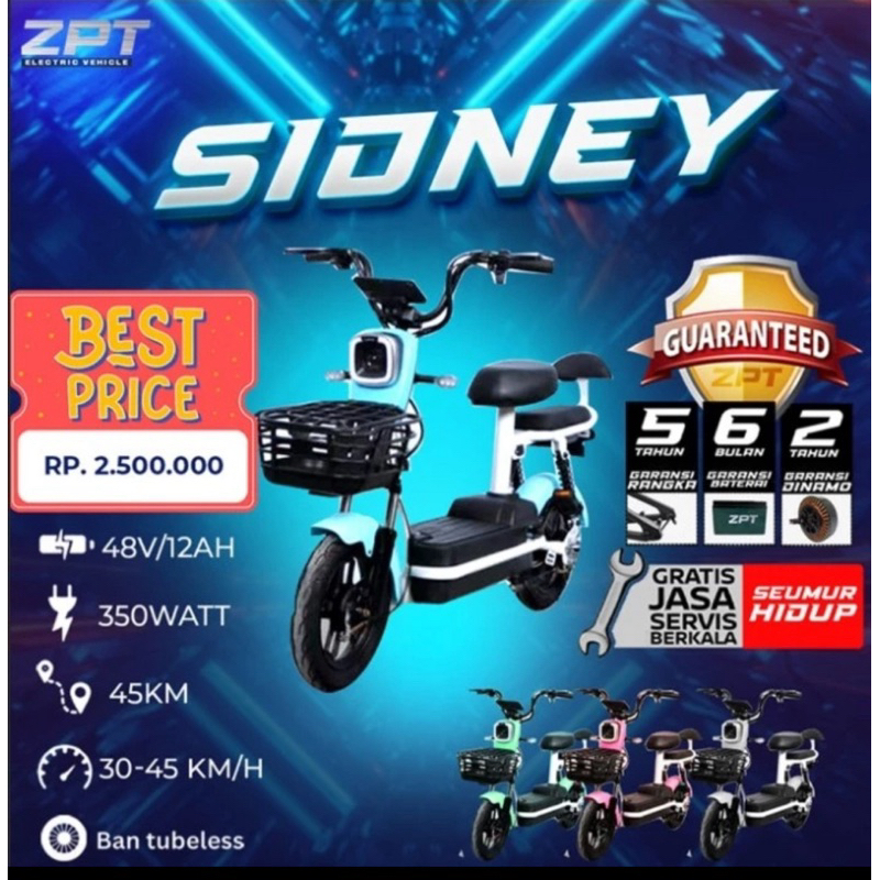 sepeda listrik ZPT Sidney moped bike pedal mofet electric bike lebih bagus dari pasifik uwinfly unit