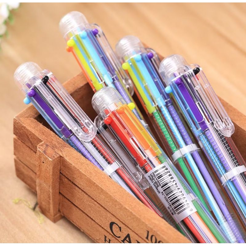 

SuksesMart. PENA 6 WARNA/ Pulpen 6 Warna Transparan Pena Ballpont Pen Six-in-One Color