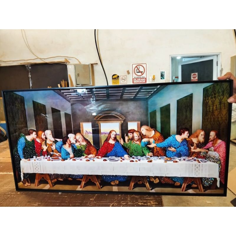 lukisan Porcelain Painting 5D Diamond gambar Yesus perjamuan/lukisan kaligrafi
