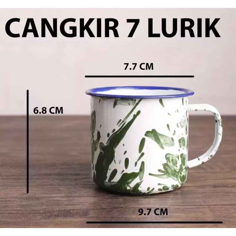 CANGKIR ENAMEL BLIRIK MINI LURIK 7 CM TANPA TUTUP / GELAS JADUL MUG MINI TANPA TUTUP SENG