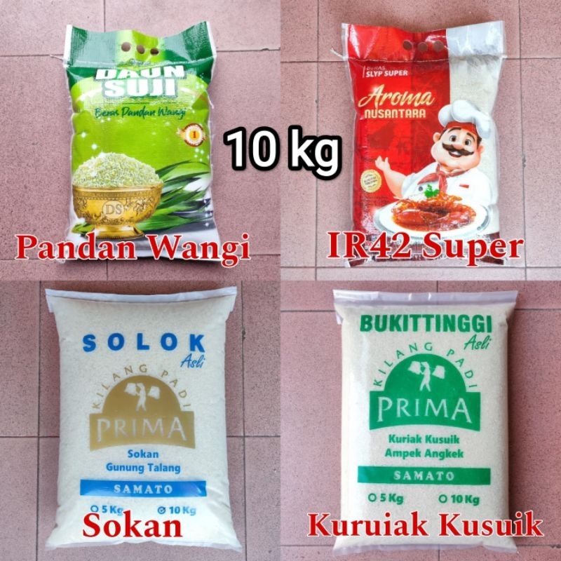 

10kg - Beras Solok Sokan / Beras Bukittinggi Kuriak Kusuik / Beras ir42 Super / Beras Pandan Wangi - Beras Pera Asli Padang