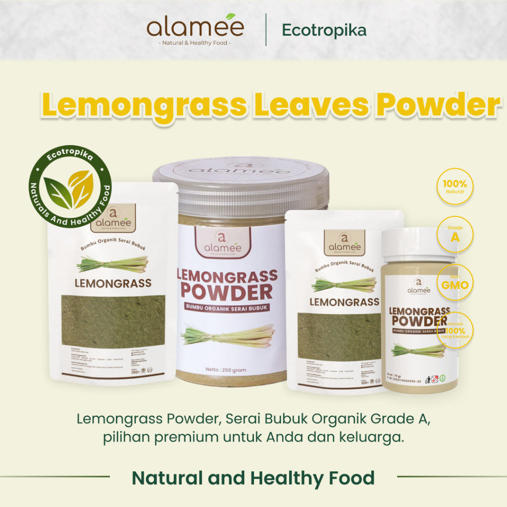 

Sereh Bubuk Lemongrass Powder Bumbu Dapur Organik Serai Murni Asli Tanpa Campuran