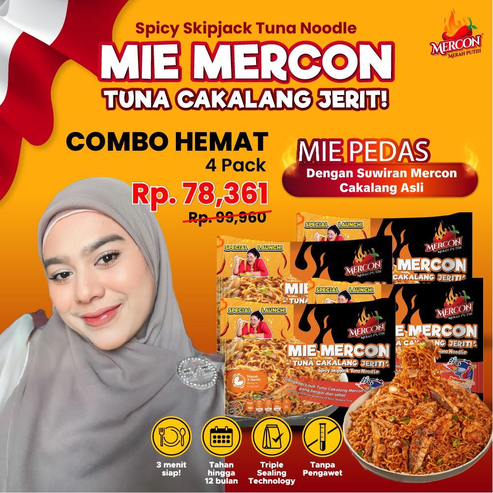 

[NAD][Ayuwisya Approved] Mercon Merah Putih - Combo Hemat 4 Pack Mie Mercon Tuna Cakalang Jerit || Mie Goreng Pedas Instan