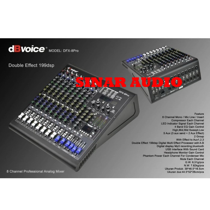 Mixer Audio dBvoice DFX 8PRO DFX 8 PRO DFX8PRO 8CH NEW DOUBLE EFFECT DB VOICE GARANSI