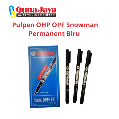 

Pulpen OHP OPF Snowman Permanent Biru untuk Tulis di Transparansi - GunajayaATK