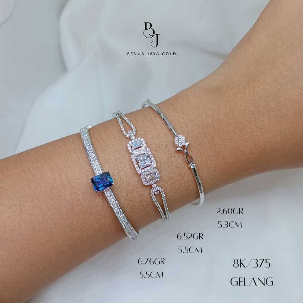 Gelang Bangle Fashion Diamond Look Emas Putih 17K/750