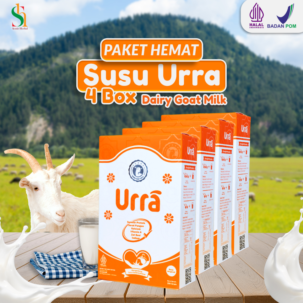 

Urra Susu Kambing Saanen Susu Penambah Berat Badan Anak dan Penambah Tinggi Badan anak - Paket 4 Box