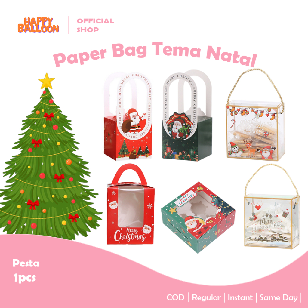 

HappyBalloon Paper Bag Natal / Tas Hampers Christmas Natal / Goodiebag Christmas Natal Bag Xmas