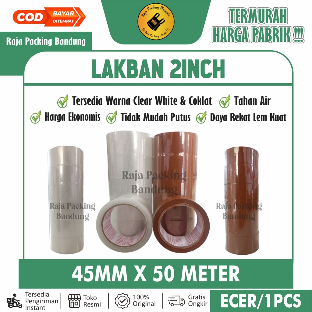 

PROMO !! Lakban 45mm x 50m REAL Lakban Bening Lakban coklat Selotip Lakban OPP Lakban 2 inch