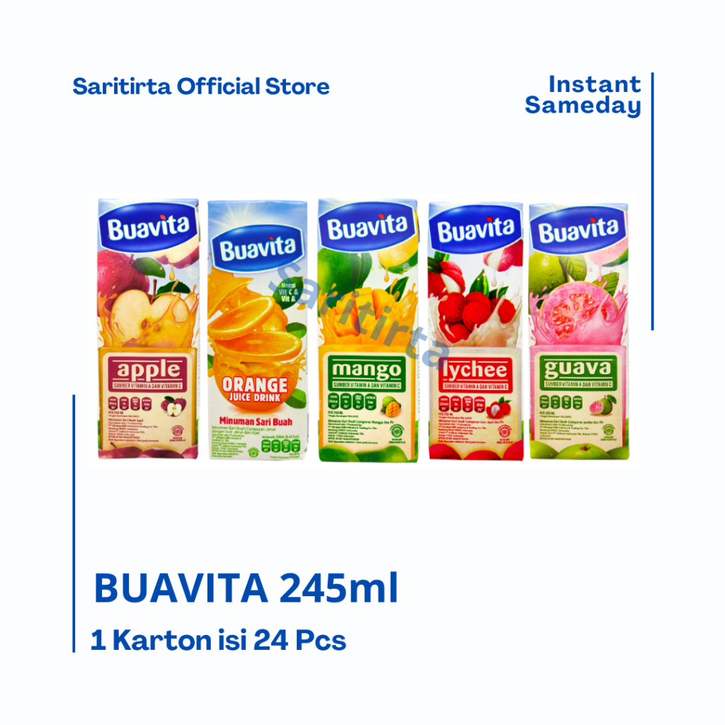 

BUAVITA / BUAH VITA JUS BUAH ASLI isi 24pcs x 245mL (1 DUS)