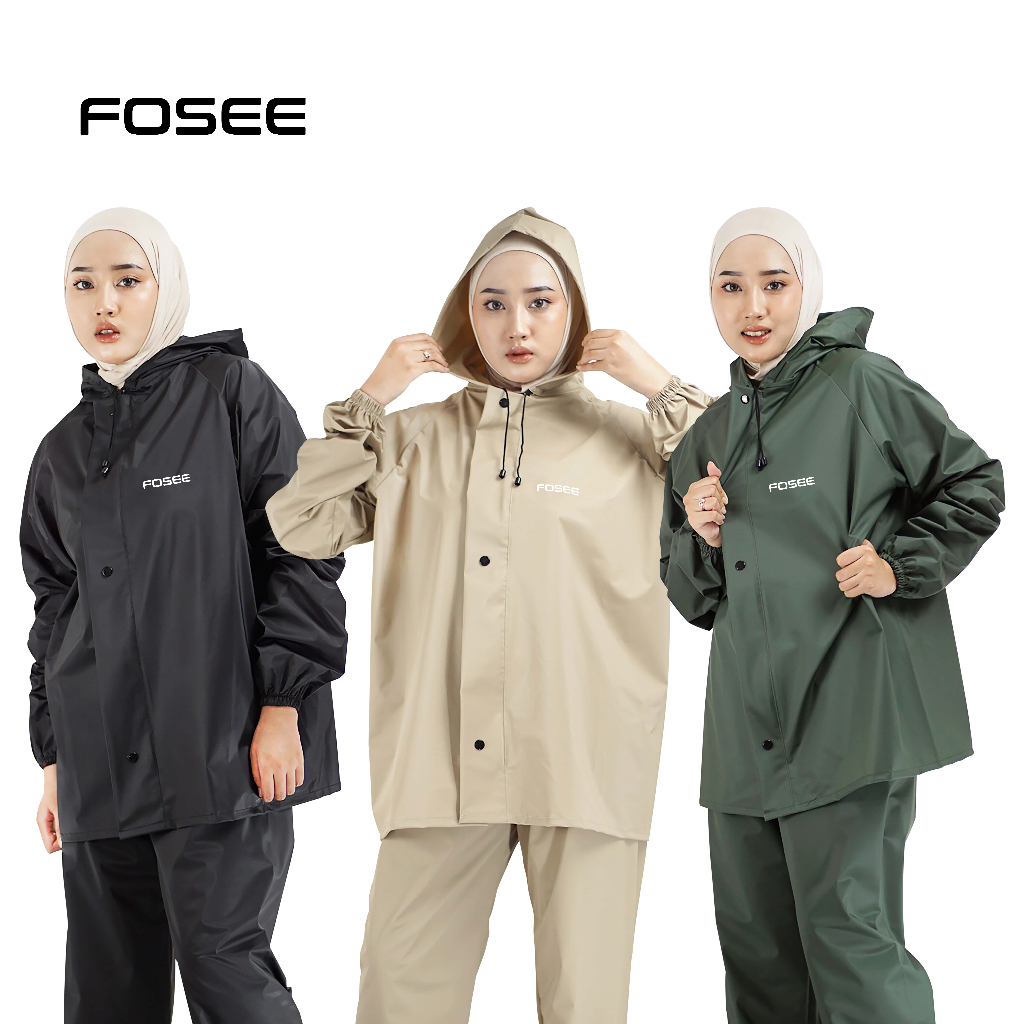 Jas Hujan Anti Rembes Raincoat Mantel Pria Wanita Dewasa Bahan PVC Premium Tebal Elastis by FOSEE