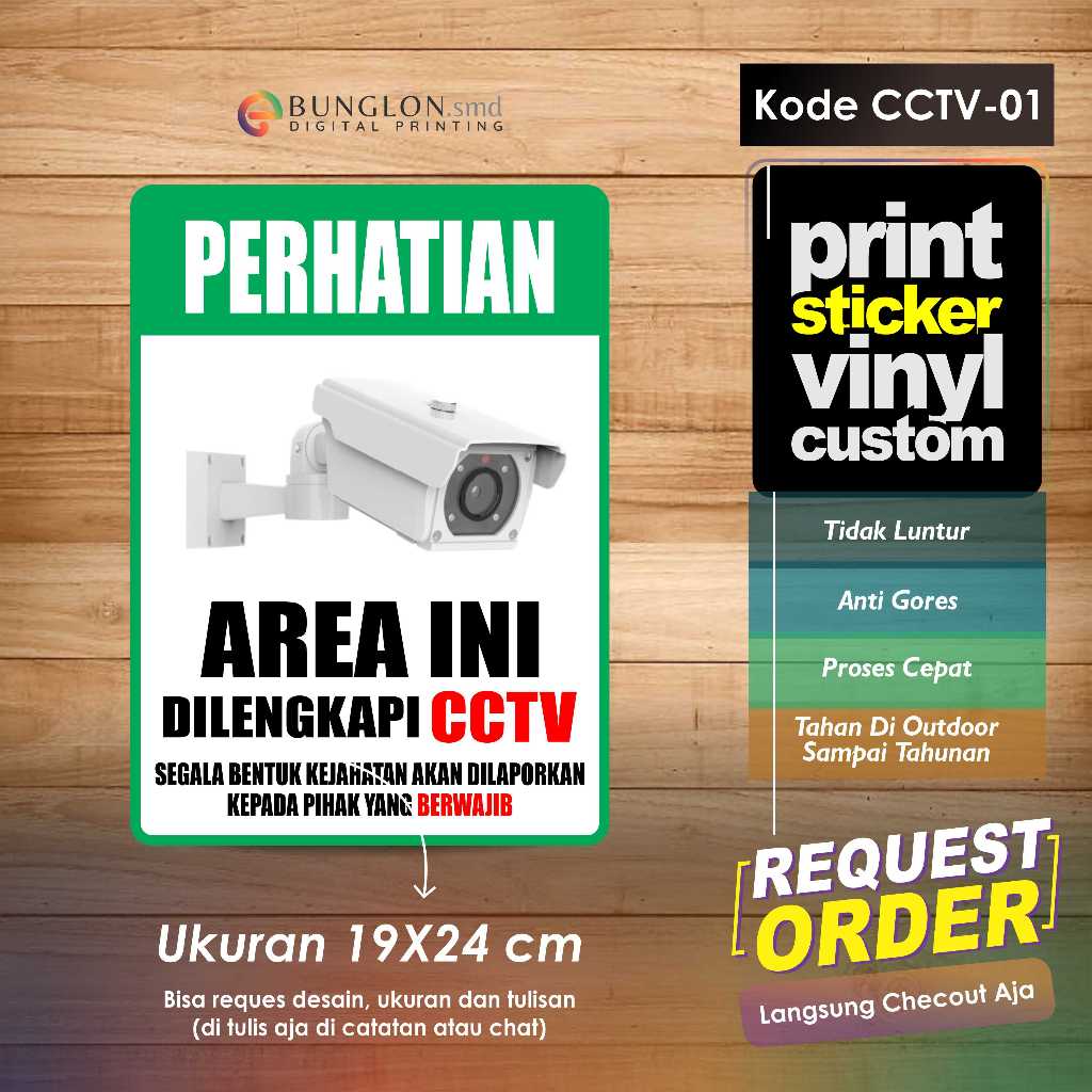 

STIKER PERHATIAN AREA INI DILENGKAPI CCTV + LAMINASI KODE CCTV-01 HIJAU