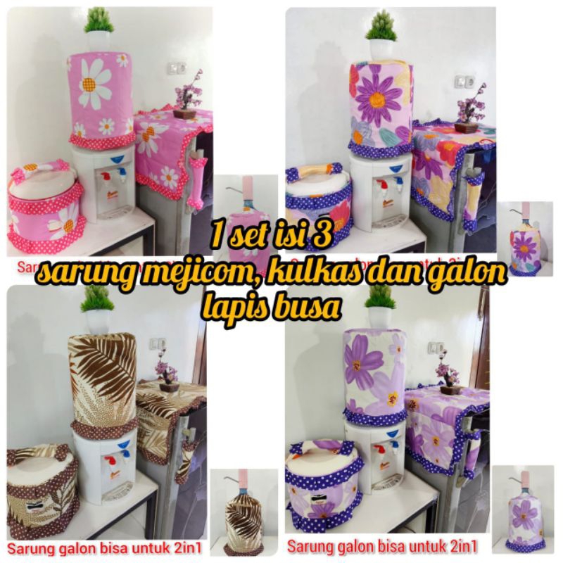 GKM Taplak Kulkas Sarung Mejicom Sarung Galon 1 Set Aneka Motif