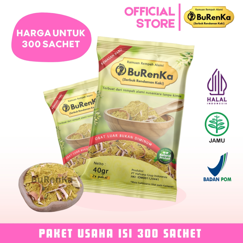 Paket Usaha Burenka Serbuk Rendaman Kaki Terapi Burenka Isi 300 Sachet