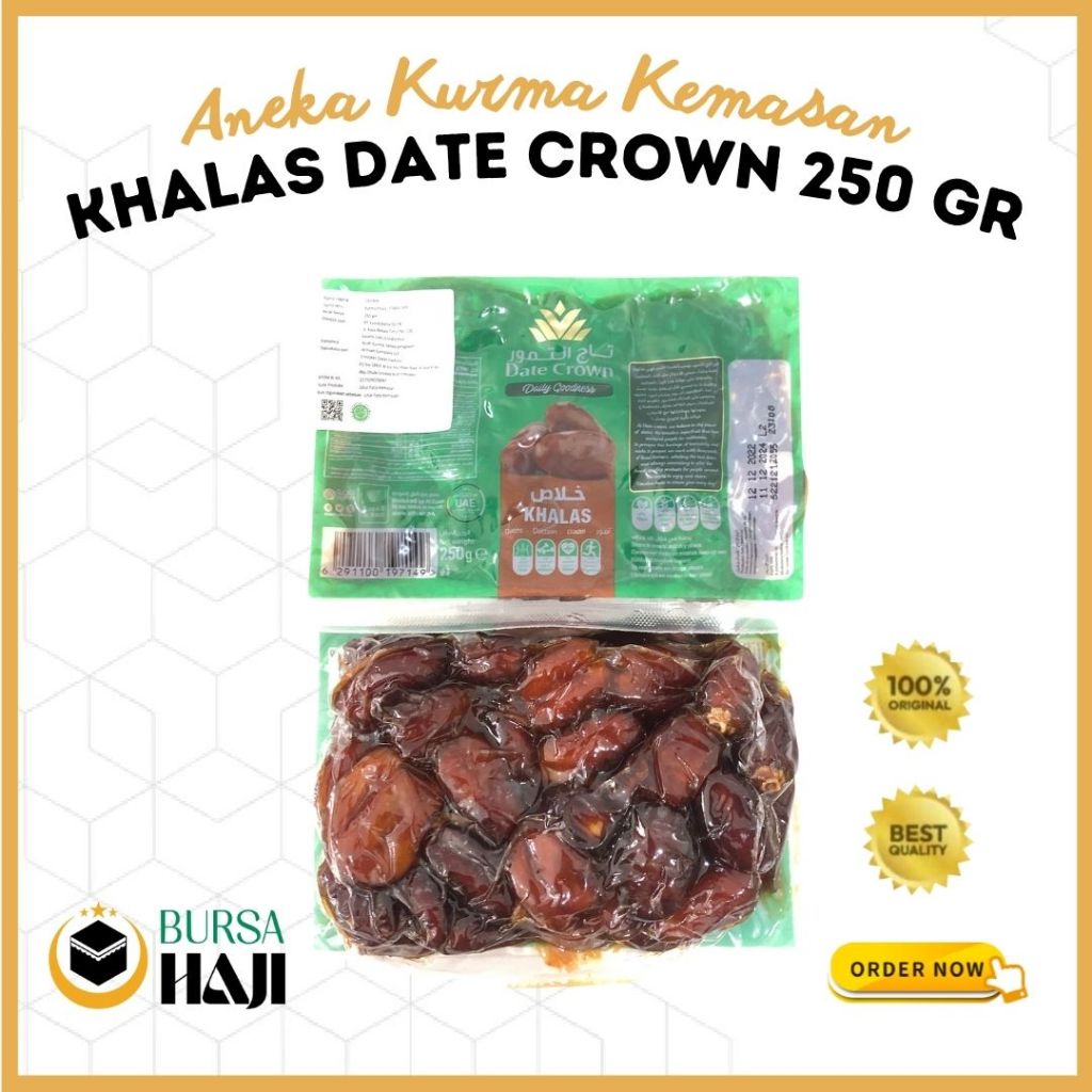 

Khalas Date Crown Vacum 250 gram/ Kurma khalas tanpa biji