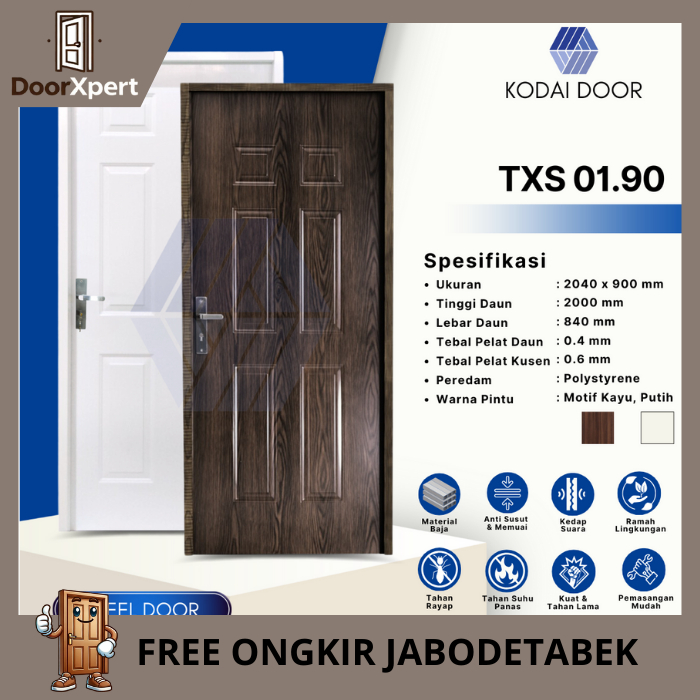 Pintu Rumah | Pintu Kamar Baja KODAI TX01.90 - 90x206