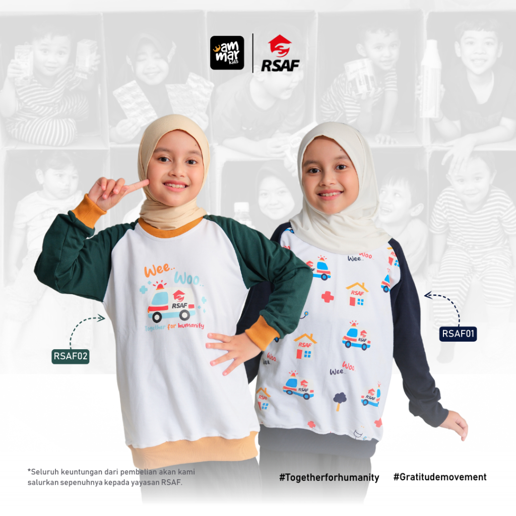 Sweater Anak Terbaru Unisex Together For Humanity By Ammarkids x RSAF