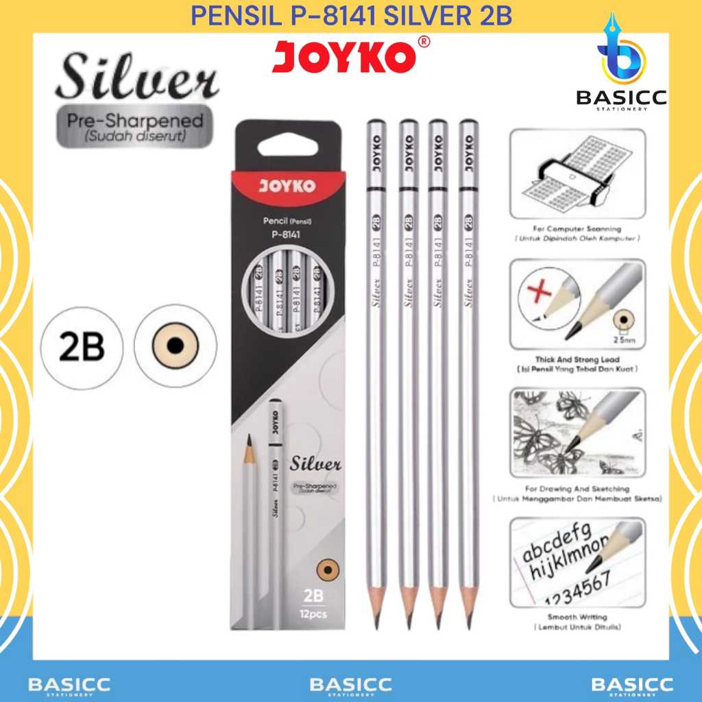

Joyko Pensil P-8141 Silver 2B | @1Ktk=12 Pencil