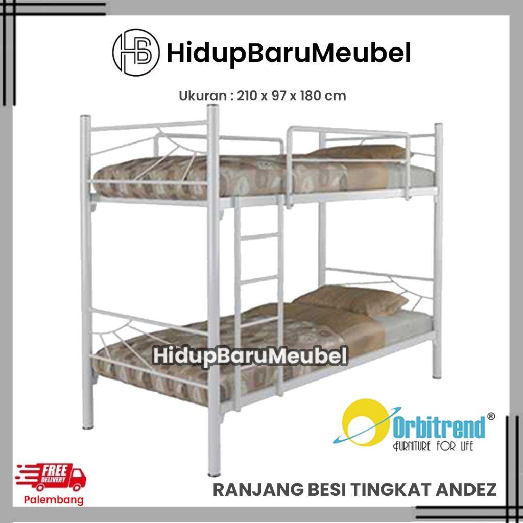 Ranjang besi Andes Orbitrend / tempat tidur tingkat anak metal andez / divan dipan susun andez putih