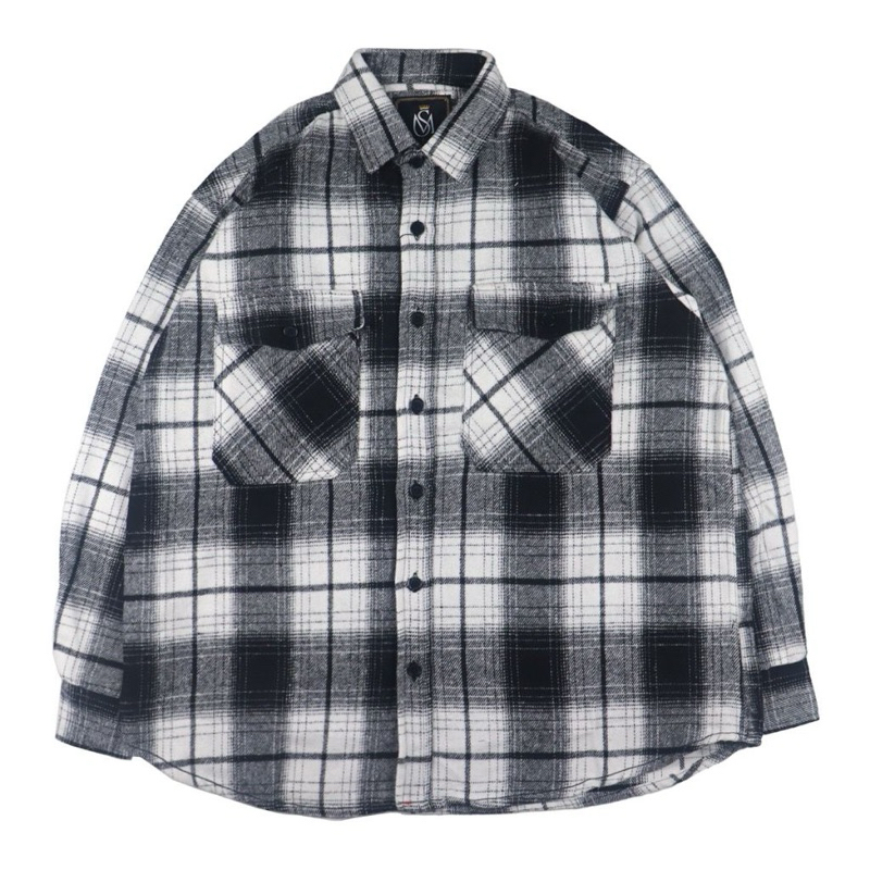 KAUIKO Jaket Pria Shacket Flanel Lengan Panjang Nyaman Outer Tebal Casual