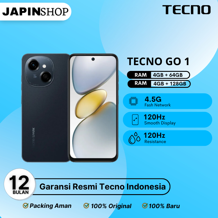 TECNO Spark Go 1 Ram 4/128 GB | Ram 4/64 GB Garansi Resmi TECNO