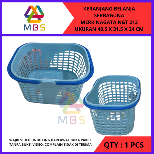 KERANJANG BELANJA SAYUR SERBAGUNA BAHAN KUAT TEBAL MERK NAGATA NGT 213 UK 48.5 X 31.5 X 24 CM