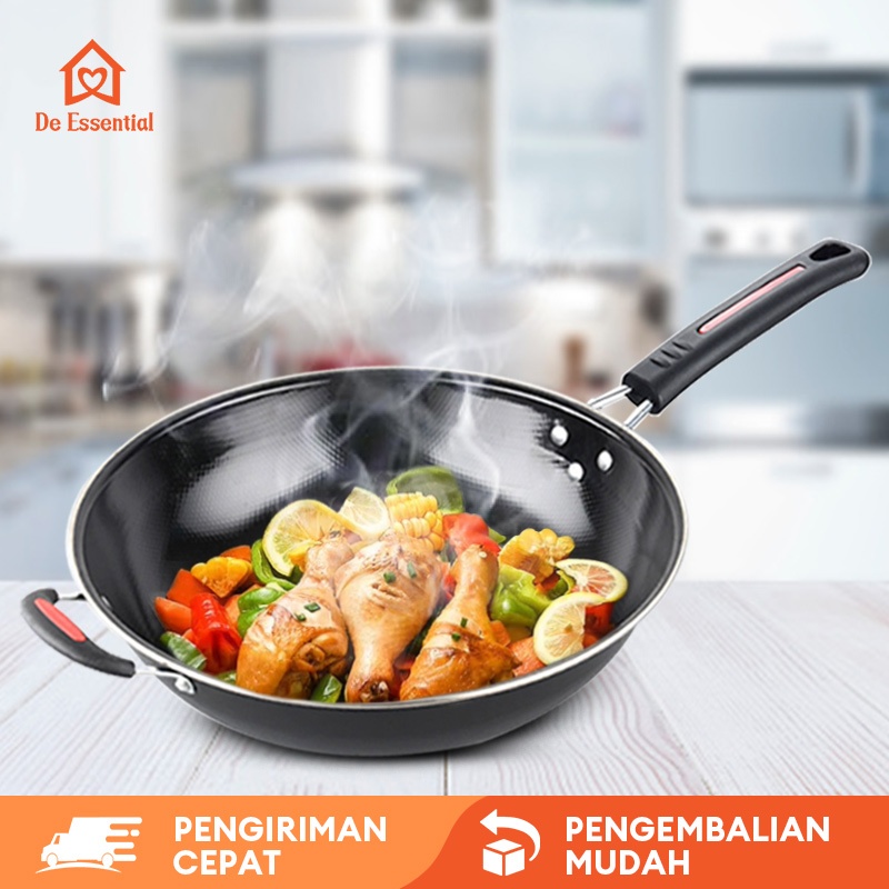 De Essential Wajan Enamel Wok Pan 32cm 1069 - Wajan Penggorengan Fry Pan